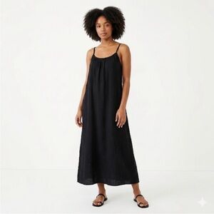 Sol Angeles Black Gauzy Tie Back Long Midi/Maxi Summer Dress NWT